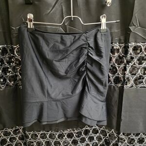 Chic Black Ruched Mini Skirt Bathing Suit Bottom